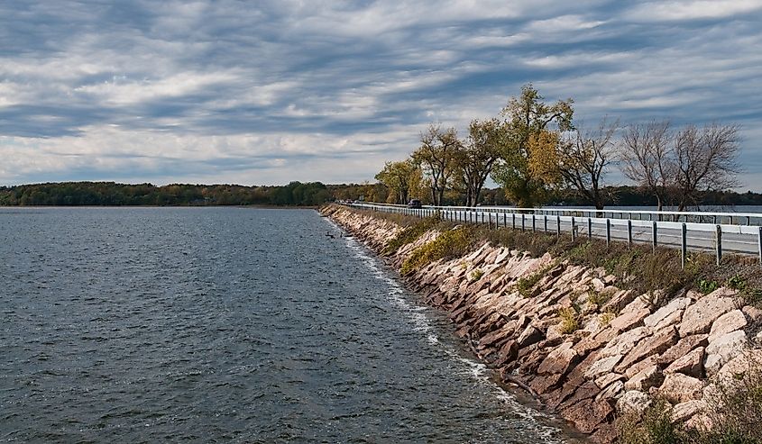 Roosevelt Highway across Lake Champlain near Sand Bar State Park, Milton, Vermont