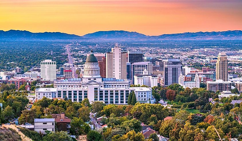 Salt Lake City, Utah, USA at sunset