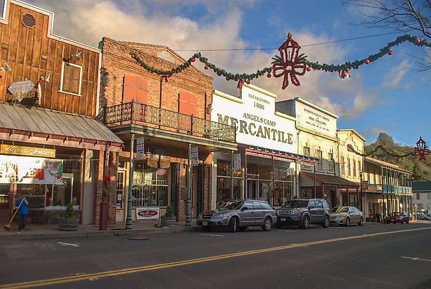 The historic downtown area of Angels Camp, California