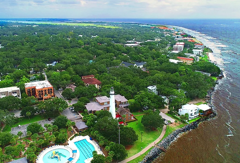 The St. Simons Island Lighthouse on the southern tip of the island in Georgia.
