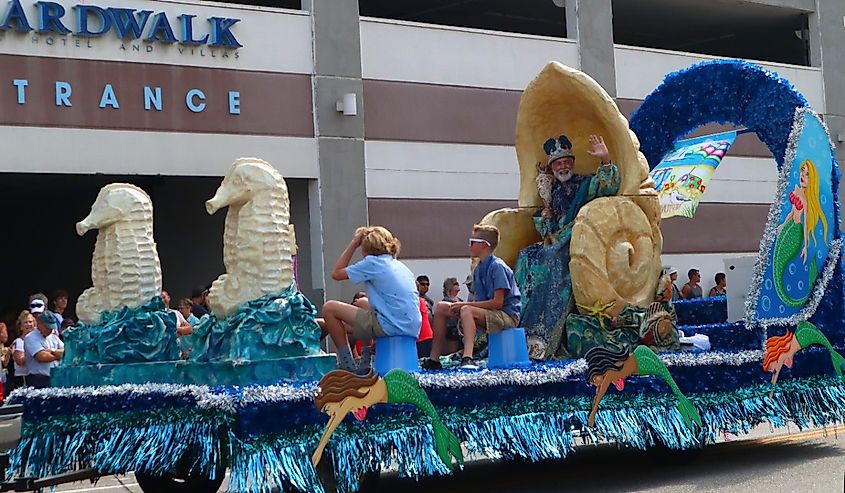 Neptune Festival King's float in Virginia Beach, Virginia.