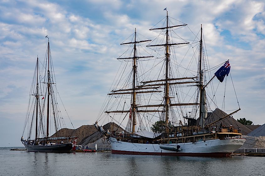 Ships along the coast of Kingsville in Ontario.