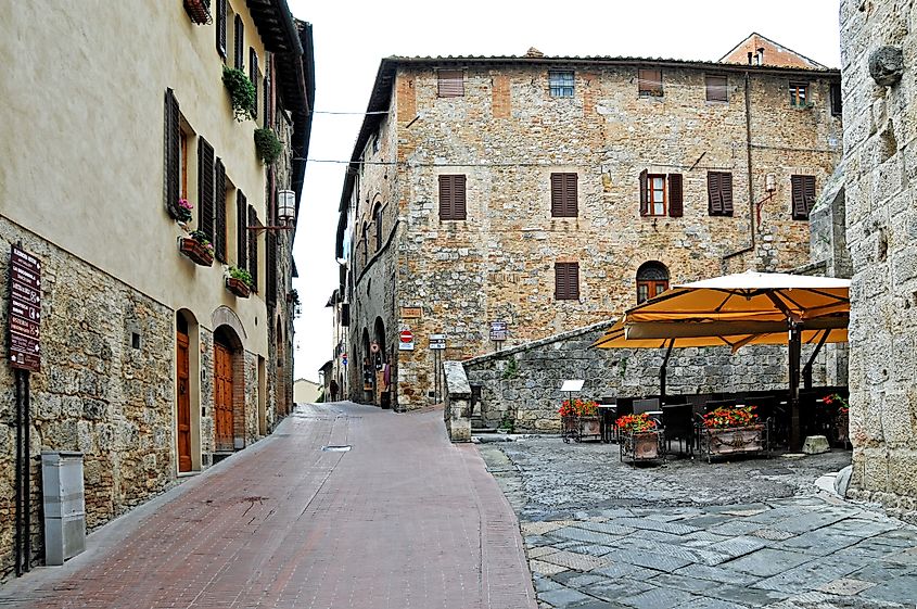 The main streets of San Gimignano, Italy