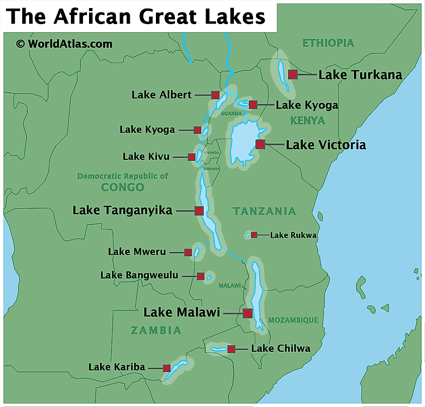 A map of the great African lakes