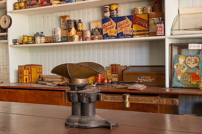 West Fargo, North Dakota, USA- 08.07.2022: Bonanzaville USA museum/grocery store