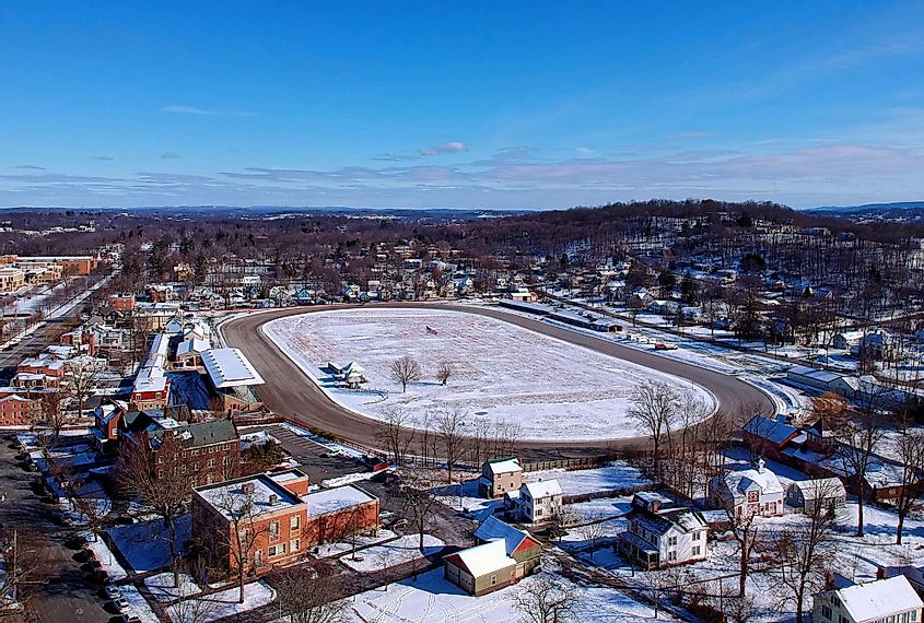Aerial view of the Historic Goshen Track in Goshen, New York