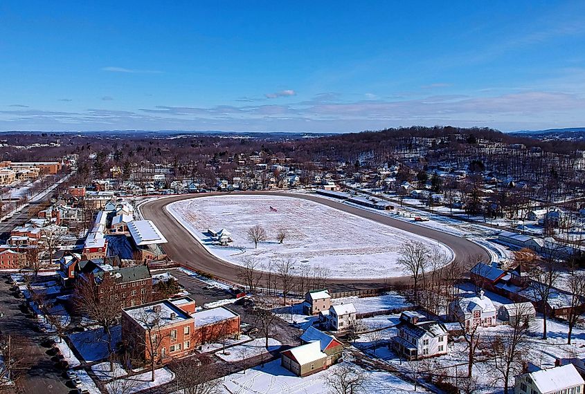 Aerial view of the Historic Goshen Track in Goshen, New York