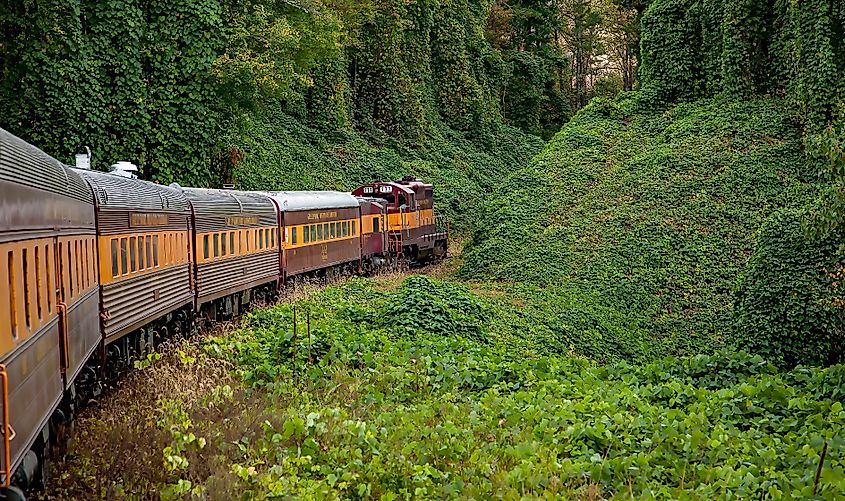 The Great Smoky Mountains Railroad Scenic Train in Bryson City, North Carolina