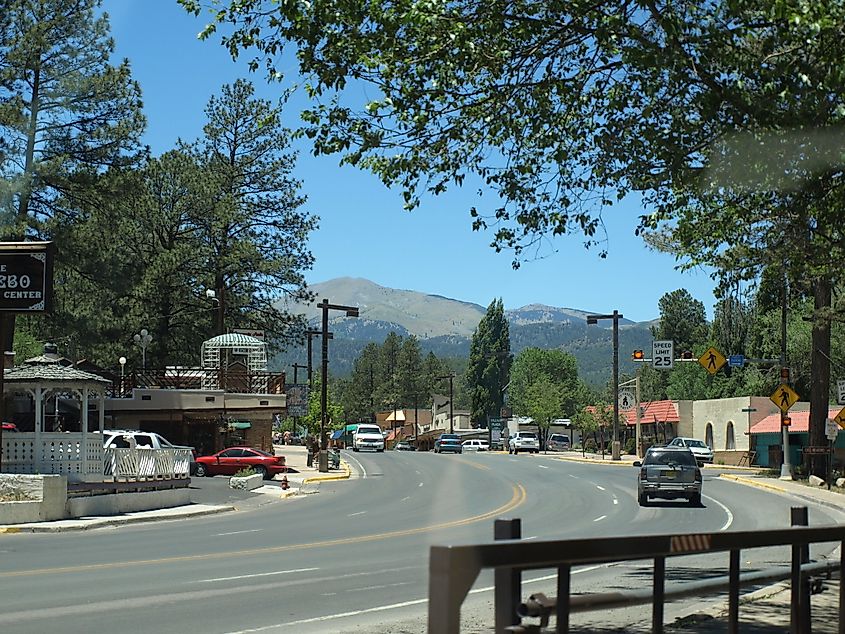 Sierra Blanca view from downtown Ruidoso, New Mexico.