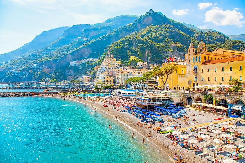 Aerial view of Positano, Italy.