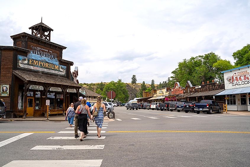 Street view of downtown Winthrop, Washington.