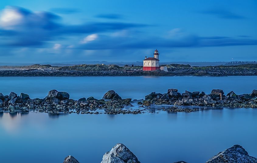 Coquille River Lighthouse in Bandon, Oregon.