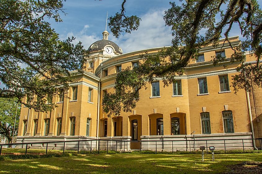 Beaux Arts style Wilkinson County Courthouse designed by Texas architect James Riely Gordon in 1903 in Woodville, Mississippi, via Nina Alizada / Shutterstock.com