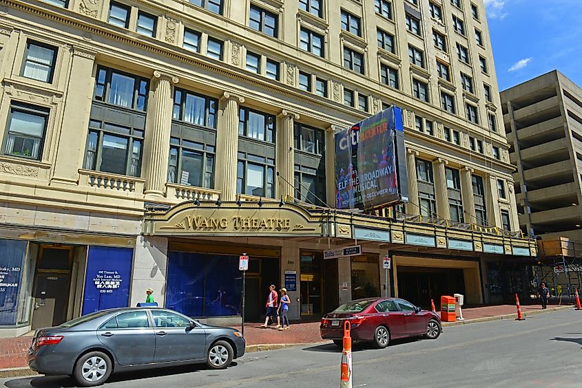 Wang Theatre on Tremont Street in downtown Boston, Massachusetts, USA. Via Shutterstock / Wangkun Jia