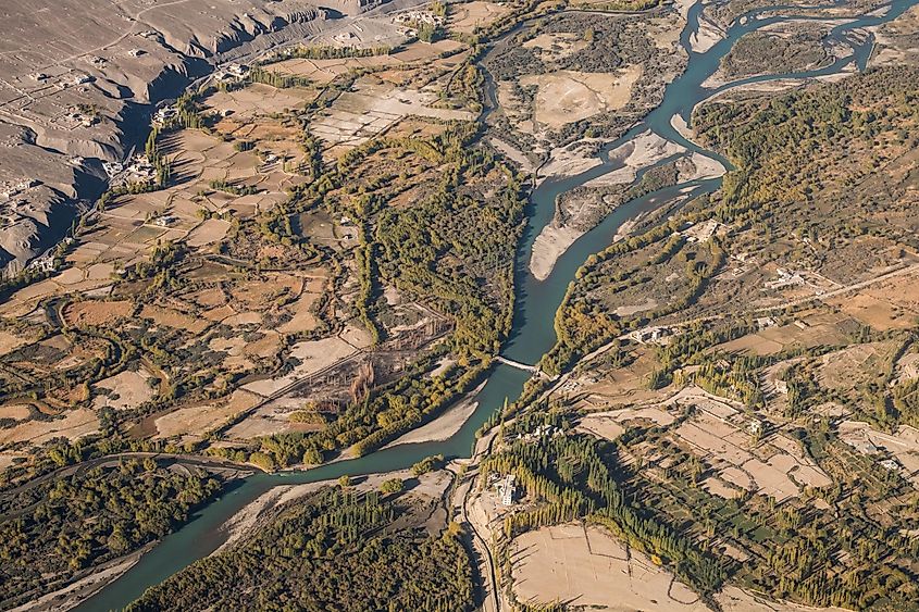 Aerial view of the Indus River