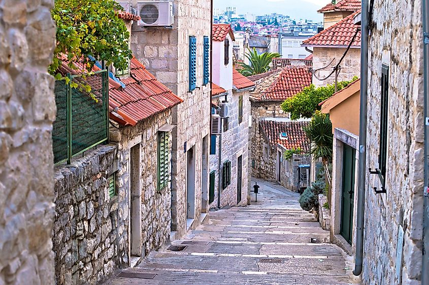 Stairs through the old town of Split, Croatia