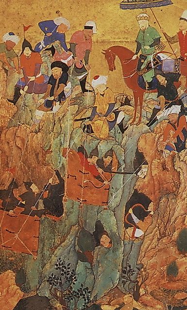 Emir Timur's army attacks the survivors of the town of Nerges, in Georgia, in the spring of 1396.