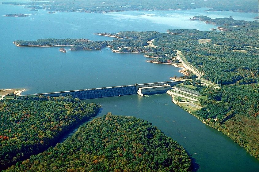 The John H. Kerr Dam and Lake on the Roanoke River, Mecklenburg County, Virginia