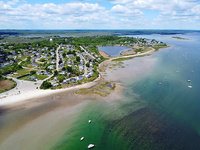 Aerial view of Ipswich Bay