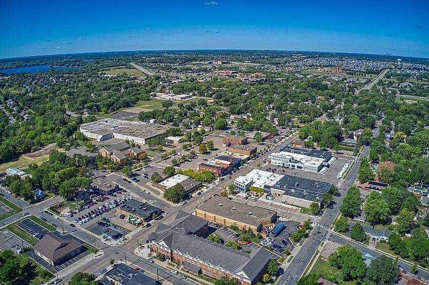 Aerial view of Lakeville, Minnesota.