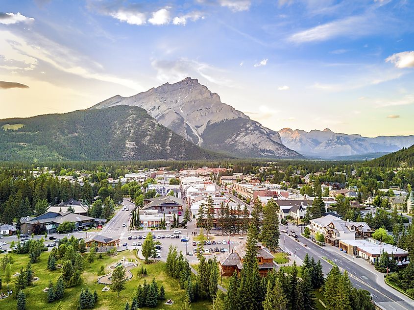 Aerial view of Banff, Alberta, Canada.