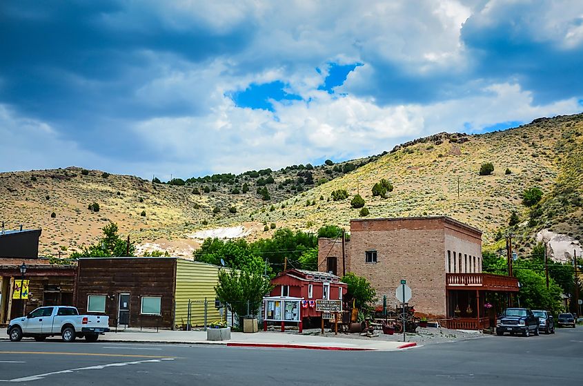 Eureka, NV / USA - 07-18-2013: The town of Eureka, Nevada, once a prosperous mining town, now boasts a population of 610 on the loneliest highway in Nevada.