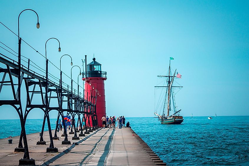 The lighthouse in South Haven, Michigan.