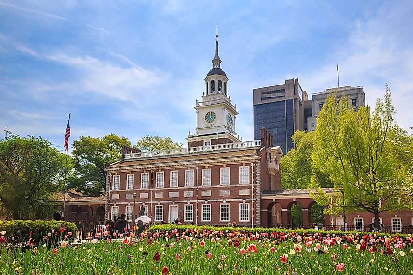 Tulips in front of Independence Hall in Philadelphia