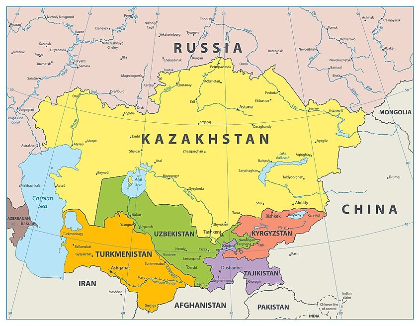 Map of Central Asia. Image credit: Cartarium/Shutterstock.com