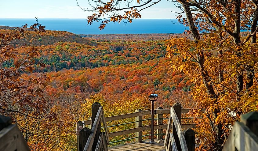 Observation Point in the Peak of Fall in the Porcupine Mountains in Michigan.