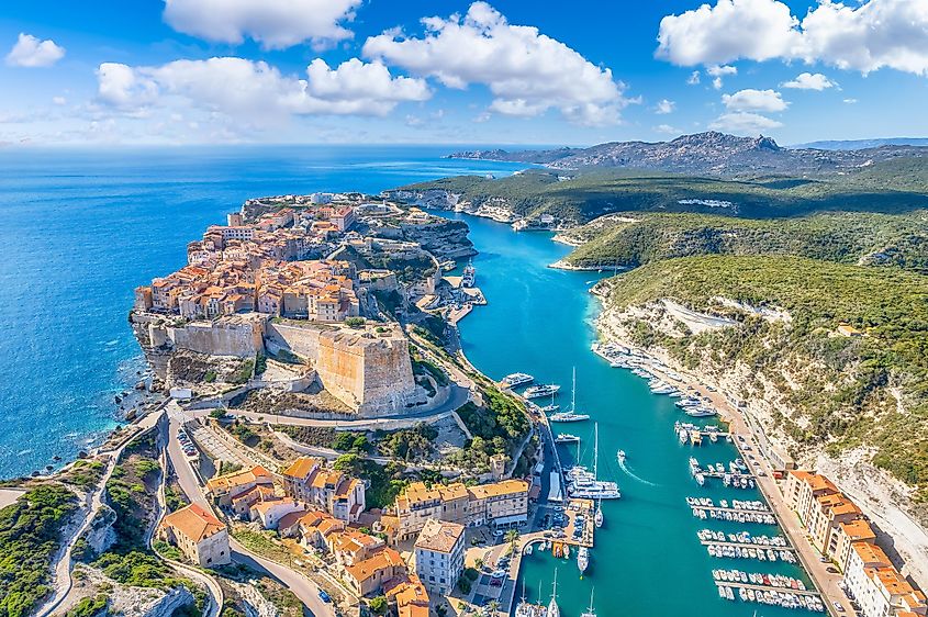 Aerial view of Bonifacio, France.