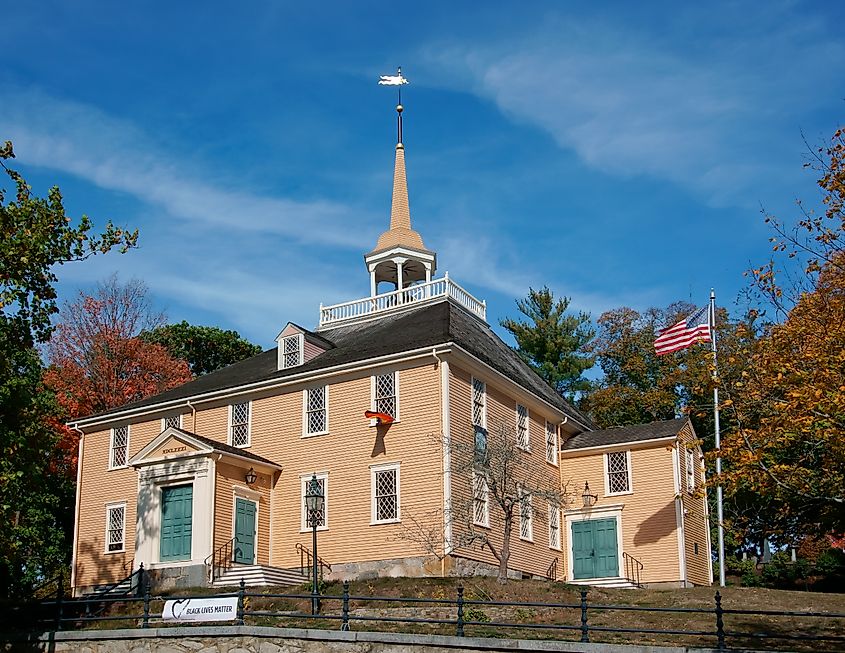 Scenic view of historical Old Ship Church in Hingham, Massachusetts