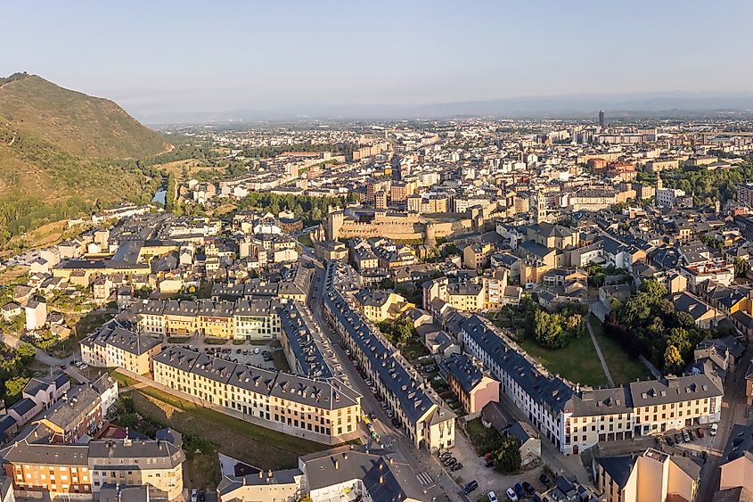 Aerial view of Ponferrada, Spain.