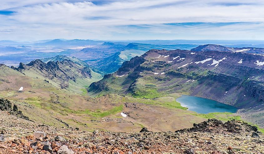 View on Wildehorse Lake from the top of the Steens Mountain.
