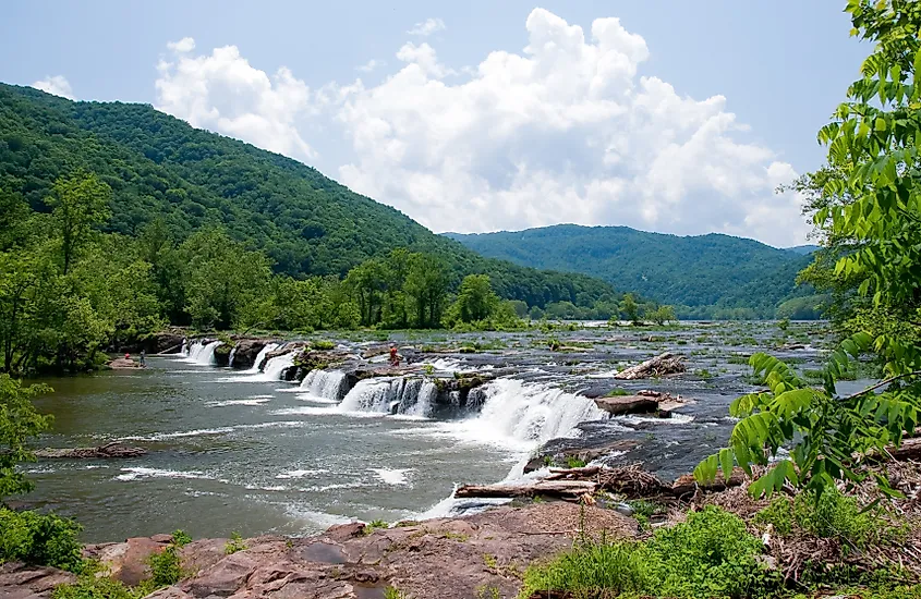 Sandstone Falls in the New River Gorge National Park and Preserve.