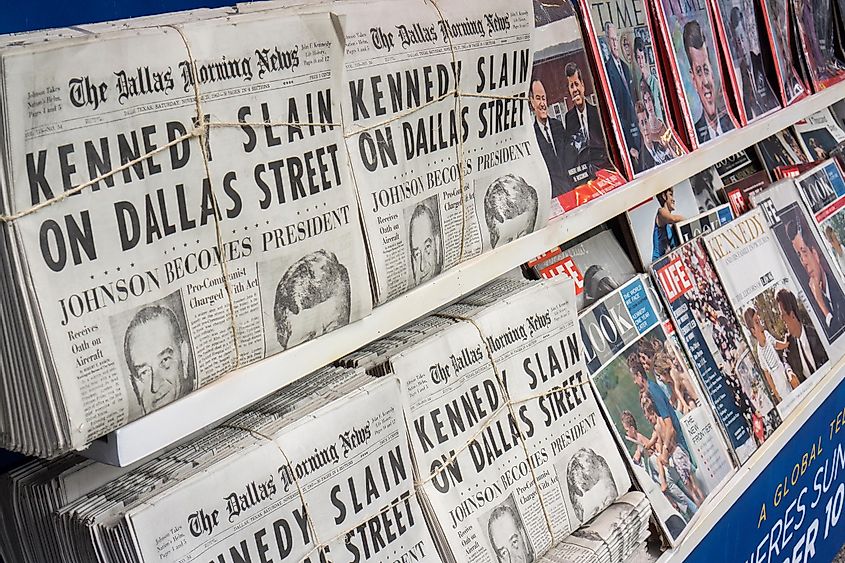 A 1960's era newsstand, complete with 1963 newspapers and magazines for the National Geographic Channel's program "Killing Kennedy"