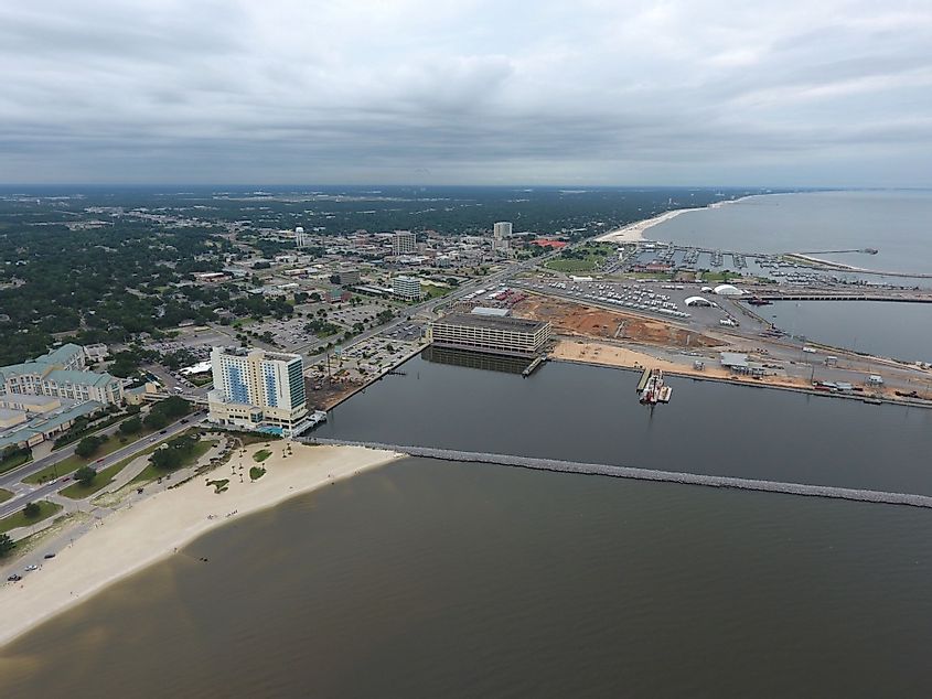 The city of Gulfport located along the Mississippi Sound