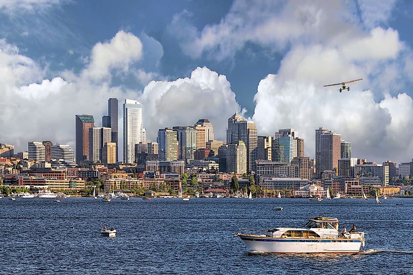 Seattle, Washington, city skyline from Lake Union