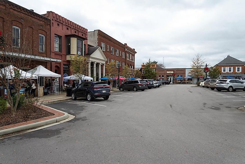 Town square off Main Street in Edgefield, South Carolina.
