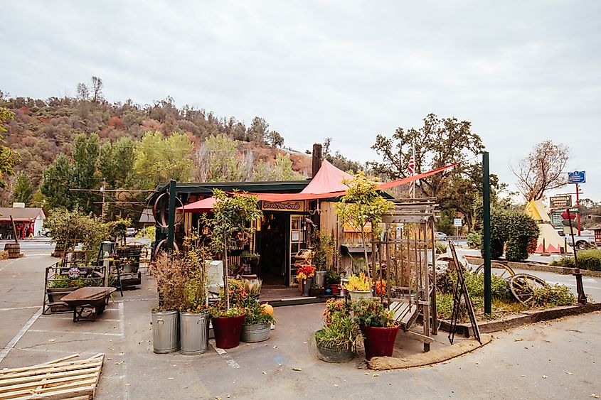 Shops and building architecture in Coarsegold, California