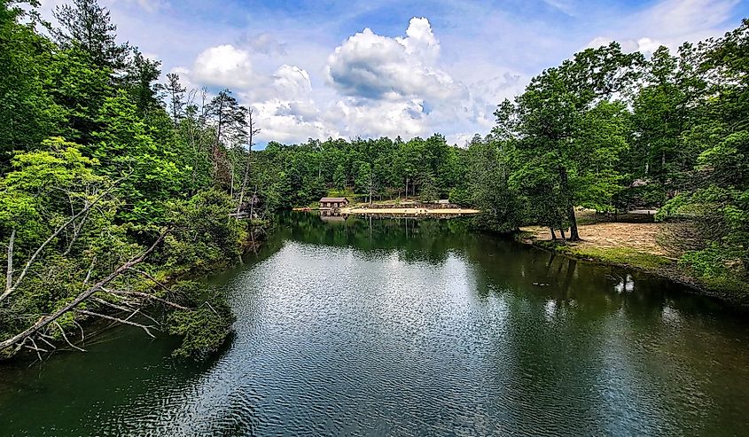 Lake Pickett and beach in Pickett CCC Memorial State Park.
