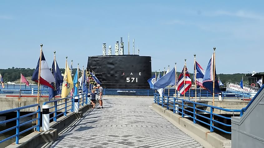 Editorial Photo Credit: The Old Major via Shutterstock. Groton, Connecticut USA - July 31, 2025: The U.S.S. Nautilus, the world's first nuclear-powered submarine now on display as part of the Submarine Force Museum in Groton, Connecticut.
