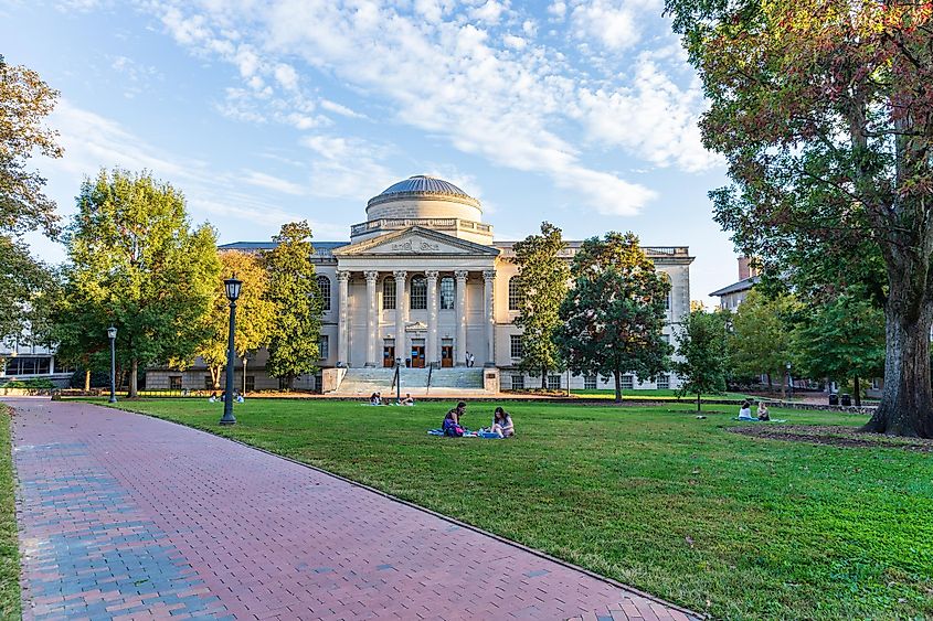 Chapel Hill, NC, USA - October 23, 2020: The University of North Carolina Chapel Hill Library on the UNC Campus.