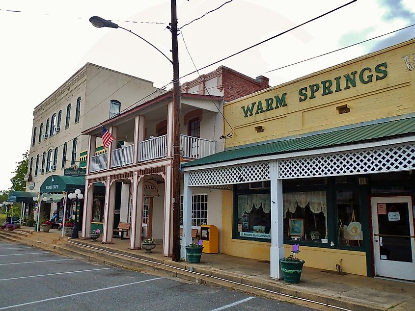 Main street in Warm Springs, Georgia