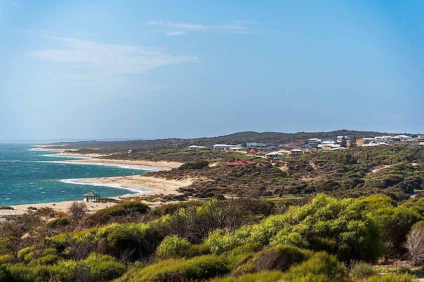 View of Port Denison - Dongara from the lookout at Sandy's Ladder. Western Australia.