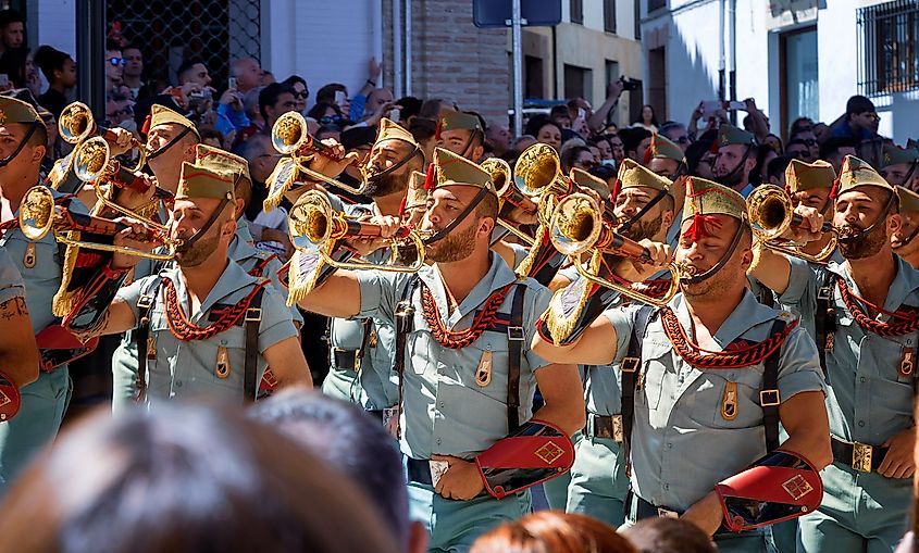 Brass band playing in the streets of Antequera, Spain