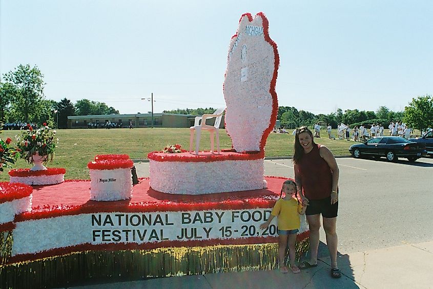 A float in the National Baby Food Festival in Fremont, Michigan. 