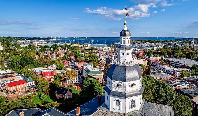 Downtown Annapolis, with State House and city