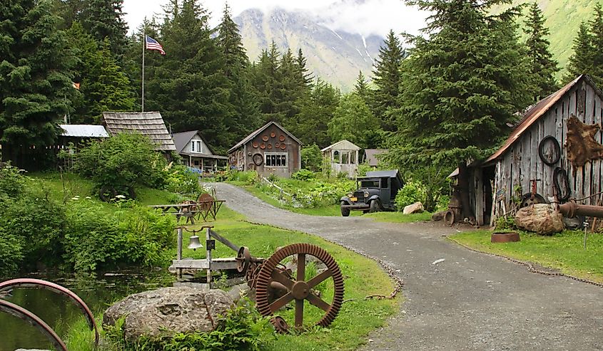 Crow Creek mining camp, Girdwood, Alaska, on Alaska's Kenai Peninsula