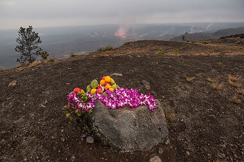 Offering to Pele the Fire Goddess.